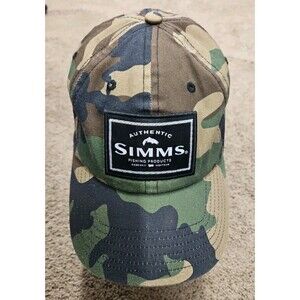 Authentic Simms Fishing Products Snapback Hat Camo Hunting